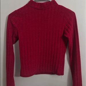 Burgundy Long sleeve cropped turtleneck